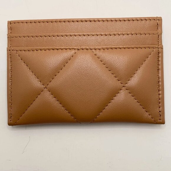 Authentic CHANEL 19 Flat Card Holder Caramel LambskinLeather GHW Brand New - Picture 3 of 11